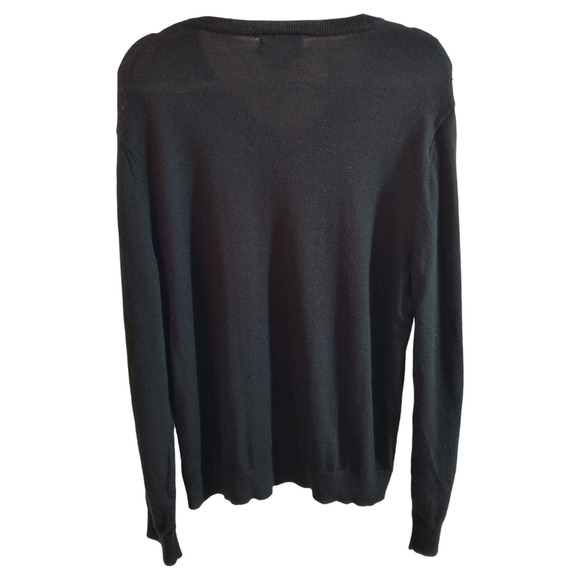 Banana Republic factory 100% Merino Wool Black Long Sleeve V-neck Sweater Sz Ll - Picture 3 of 13
